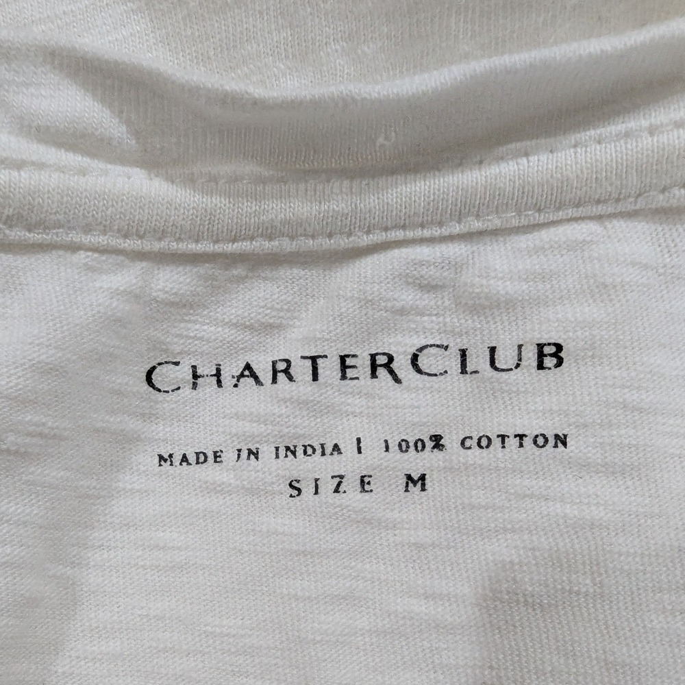 Charter Club White Sleeveless‎ Embellished T Shirt Top Size M - Picture 3 of 8
